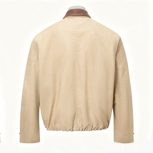 Новая высококачественная хлопковая куртка-бомбер с карманами, винтажная, из плотного холста, с кожаным воротником, для мужчин, рабочая одежда - Product Image 3