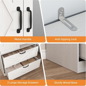 מודרני עומד לבן חדר שינה רהיטי רהיטי עץ 2 דלתות בגדים מארגן ארון ארון ארון בגדים עם מראה - Product Image 5