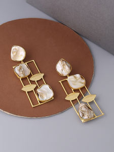 Pendientes de Piedra Chapados en Oro Hechos a Mano, Antideslustre, para Mujer, Joyería de Diseño Elegante, para Fiestas, Regalo, Pendientes de Moda - Product Image 4