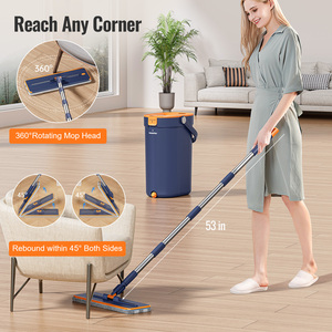Bộ lau nhà bằng thép không gỉ Homettler Flat <span class=keywords><strong>Mop</strong></span> kèm xô, tay cầm thông minh, đầu lau thay thế và bộ vắt nước tách nước bẩn - Product Image 6