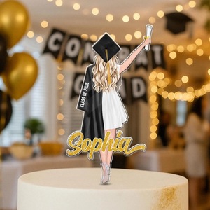 ท็อปเปอร์เค้กอะคริลิค รูปน้ำผึ้งและความหวาน สำหรับงานรับปริญญา ปี 2025  ตกแต่งงานปาร์ตี้นักเรียนหญิง พร้อมสลักชื่อตามสั่ง - Product Image 1