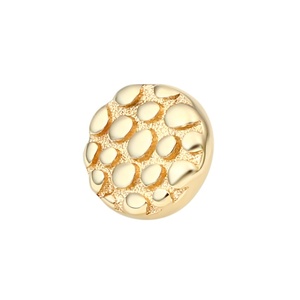 Piercing Stories 14K Solid <b>Gold</b> Hammer Effect Threaded Disc <b>Nose</b> Ring Body Piercing Jewelry Earrings - Product Image 3