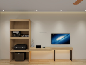 Ensemble de meubles de chambre d'hôtel 3 étoiles de haute qualité, ensemble de lit double en bois moderne avec tables de chevet, têtes de lit, armoire et meubles TV - Product Image 4