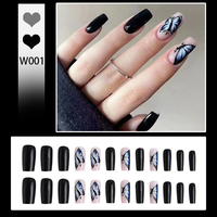 Faux ongles en ABS à presser, forme carrée moyenne, couvrance totale, avec colle pour les doigts, pré-conçus et personnalisables, vente en gros