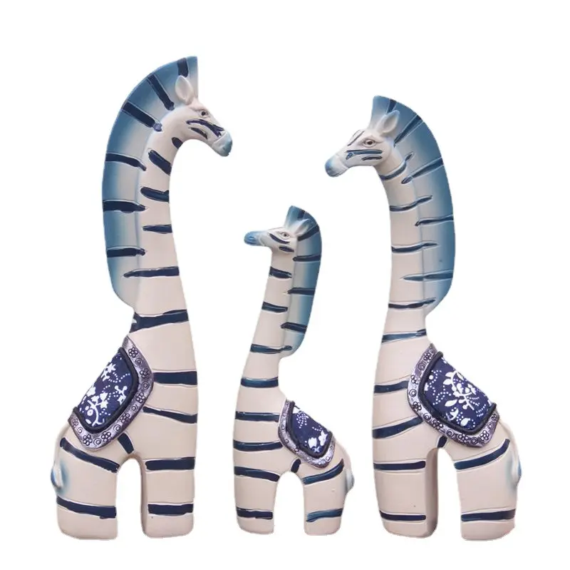 الحديثة ديكور المنزل تماثيل حيوانات المنزل الديكور الحصان الأسرة الراتنج الحرفية مجموعة