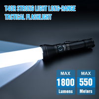 Lampe de chasse rechargeable Trustfire T40R super lumineuse 1800 lumens, étanche IP68, portée de 550 mètres, LED tactique
