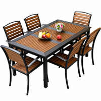 Chaises empilables peu encombrantes, ensembles de conversation d'extérieur, grande table rectangulaire, ensembles de repas de patio toutes saisons pour la maison et le bistrot
