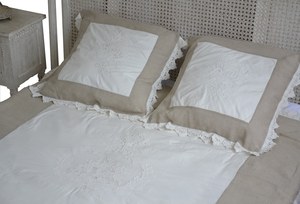 Juego de cama bordado a mano, funda de edredón de lujo, 100% algodón, Quang, bordado - Product Image 2