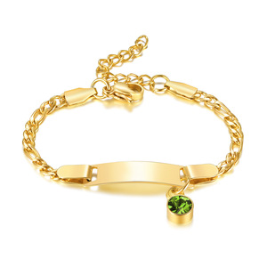 Bracelet bébé <span class=keywords><strong>en</strong></span> acier inoxydable plaqué <span class=keywords><strong>or</strong></span> DIY, personnalisable avec nom, cristaux/strass, forme géométrique tendance, idéal pour fêtes et cadeaux - Product Image 5