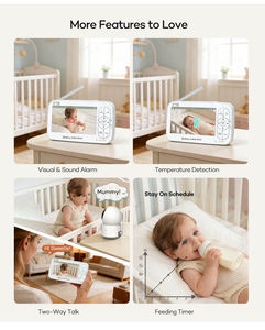 Tuya 5000มิลลิแอมป์ชาร์จไฟได้5นิ้ว2K มองเห็นในเวลากลางคืน PIR <span class=keywords><strong>Motion</strong></span> WiFi IP66 2 .. 4กิกะเฮิร์ตซ์สมาร์ทมอนิเตอร์เด็ก Ai อัจฉริยะพร้อมกล้อง - Product Image 3