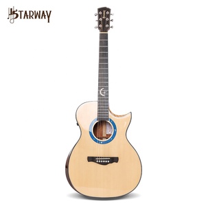 STARWAY 41 Inch Carbon Fibre Spruce Acoustic Guitar Manual Solid Top Cutaway 6 <b>Strings</b> Guitar <b>Instrument</b> for Beginner - Product Image 1