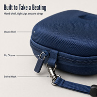 Étui de rangement rigide OEM pour écouteurs, pochette de transport portable pour casque avec poche en filet et dragonne, logo personnalisé