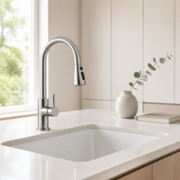Robinet de lavabo de haute qualité au design moderne en acier inoxydable 304 avec une seule poignée et trois modes de pulvérisation