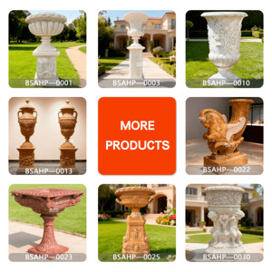Urne en marbre baroque de style romain personnalisable, mini-jardinière en pierre motif œuf et flèche pour cours de villas BSAMSF-00025 Fabriquée en N - Product Image 2