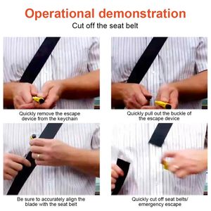 車緊急脱出ツール高品質多機能3イン1アラームホイッスル窓ブレーカベルトカッターキーチェーン - Product Image 5