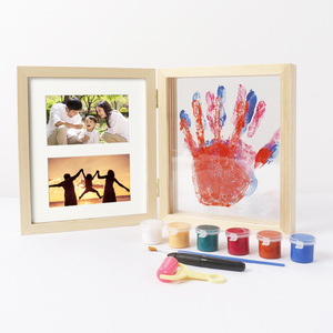 Cadre <span class=keywords><strong>photo</strong></span> en bois massif pour empreintes de mains de famille, boîte de présentation DIY pour empreintes de mains de couple <span class=keywords><strong>avec</strong></span> peinture, cadeau d'anniversaire, décoration intérieure - Product Image 3
