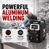 Soldadora TIG Profesional de 200 Amperios AC/DC, Inversor IGBT, Máquina de Soldadura de Aluminio con Pulsos Sinérgicos para Taller de Fabricación, con Certificación CE