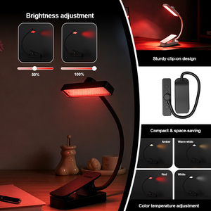 Lampe de bureau LED moderne à pince alimentée par courant continu, lumière blanc chaud doux 2700K, corps en plastique, bras réglable pour lecture au bureau - Product Image 4