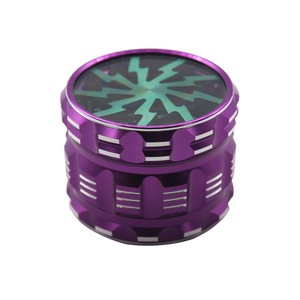 Lightning Pattern Aluminum Alloy Tobacco <b>Grinder</b> 63mm Round Four Layer Portable <b>Herb</b> Crusher Modern Style Multi Color - Product Image 2