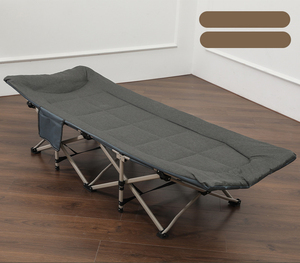 Lit de camping multifonction robuste, lit pliant simple, portable, en acier, pour extérieur, patio, jardin, plage, matelas moderne et robuste - Product Image 1