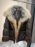 Janveny 2026 Nouvelle Veste d'Hiver à Capuche en Duvet de Canard Blanc pour Femme, Col en Véritable Fourrure de Renard Naturelle, Parka Chaude et Épaisse, Manteau en Fourrure Moelleuse