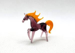 Figura de Caballo de Cristal Hecha a Mano con Crin y Cola Naranjas, Escultura de Animal Marrón para Decoración del Hogar - Product Image 2