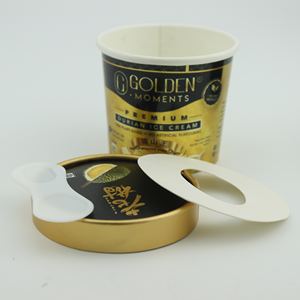 Coppette di Carta Dorate per <span class=keywords><strong>Gelato</strong></span> da 4oz, Monouso, per Alimenti, con Coperchio e Cucchiaio, Logo Personalizzato, Vernice PE - Product Image 3