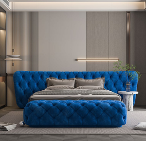 Meubles de chambre à coucher modernes, tête de lit large en tissu, lit double, lit king size capitonné - Product Image 1