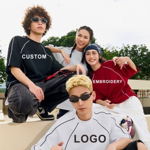 T-shirt in Cotone 100% Stile Americano da Strada, Personalizzabile con Logo, da Uomo, Casual, Vestibilità Ampia, Tinta Unita - Product Image 4