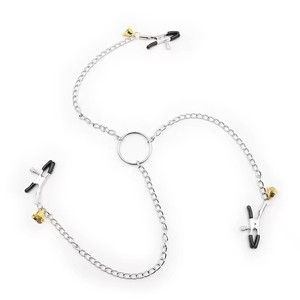 Jouet BDSM pour adultes : pince à tétons avec longue chaîne et trois têtes pour femmes et couples, jeu coquin en fer/étain ou ruban - Product Image 4