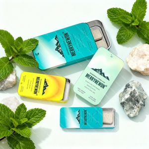 Rectangular Slide Top <b>Containers</b> Push- Pull Tin Box for Chewing Gum Printed <b>Small</b> Silver Rectangular Slider Tin with Mints - Product Image 4