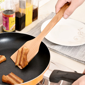 Espátula de madera para freír, mango largo, tamaño grande, utensilio de cocina sin pintar, herramienta de cocina, origen Chaozhou - Product Image 3