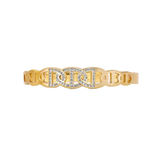 Fashion Zircon Trendy Unisex Bangle 316L Stainless Steel PVD Gold Plating Sustainable Resistant <b>Bracelet</b> - Product Image 2