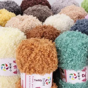 Fil à tricoter Teddy Curly Wool Blended 100G pour le tricot artisanal, les écharpes, le crochet, les chaussures, les chapeaux, les jouets en peluche - Product Image 2
