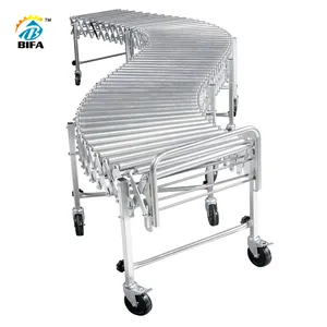 90 Degree 180 Degree Turning Roller Expendable Flexible Conveyor With Adjustable Feet