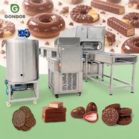 Machine professionnelle de glaçage et d'enrobage au chocolat pour bâtonnets de gaufrettes, 5 Beck, pour la production continue de dattes et de biscuits