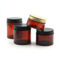 Contenants cosmétiques en plastique PET transparent brun avec couvercles, 100 ml, 200 ml, 250 ml, 500 ml
