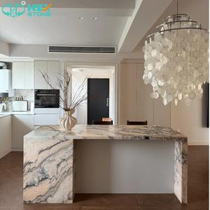 HZXストーン プレミアム大理石アイランドカウンタートップスラブ-モダンデザイン磨き仕上げカスタマイズ可能なサイズ ヴィラのリビングルームキッチン用 - Product Image 4