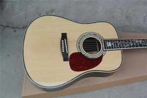 Flyoung Natural Wood Color 41 Inch Acoustic Guitar D45 Model <b>Top</b> Solid Classical Guitar Flower Inlay - Product Image 2