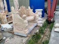 Banc d'église beau cuir sculpté extérieur Villa parc décoration bancs en pierre banc de jardin en marbre blanc à vendre