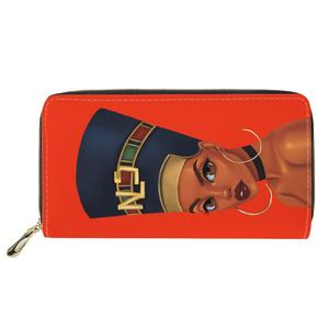 3D cetak kepribadian Afrika Afro gadis wanita panjang ritsleting dompet koin uang wanita kartu kredit dompet kulit - Product Image 3