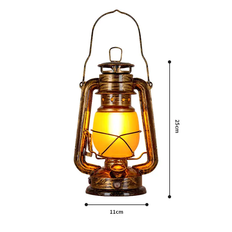 Lampe lanterne de style antique en fer à intensité variable 3w à commande tactile rechargeable pour chevaux poignée lumière de camping
