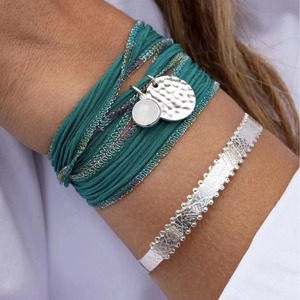 Boho Écologique Ruban De Soie Wrap <span class=keywords><strong>Bracelet</strong></span> Personnalisé DIY Charme Tie Dye Wrap Yoga Bijoux <span class=keywords><strong>Bracelet</strong></span> - Product Image 3