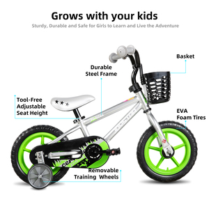 Vélo pour enfants JOKIE 14 pouces, cadre renforcé en acier à haute teneur en carbone, roues intégrées anti-choc, roues d'apprentissage - Product Image 3