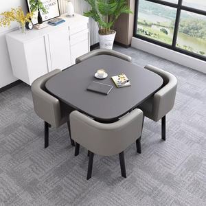 Juego de mesa de comedor cuadrada minimalista con cuatro sillas para espacios pequeños-Negociación de recepción de oficina Solución de gimnasio al aire libre - Product Image 1