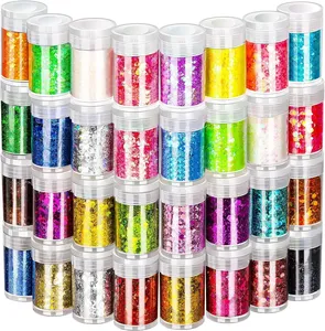 32 Colores de Purpurina Fina, Purpurina Extra Fina, Purpurina Holográfica, Purpurina Festiva con Set para Uñas y Arte, Ceras Aromáticas - Product Image 5