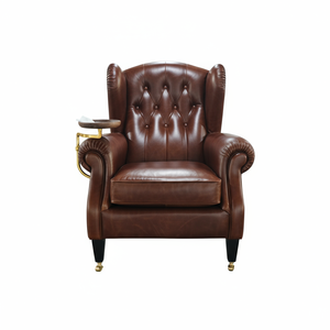 Poltrona Chesterfield Quadrata in Stile Americano Retrò Vintage, in Vera Pelle con Cuscino Confortevole, per Villa, Casa, <span class=keywords><strong>Bar</strong></span>, Salotto, Uomo - Product Image 1