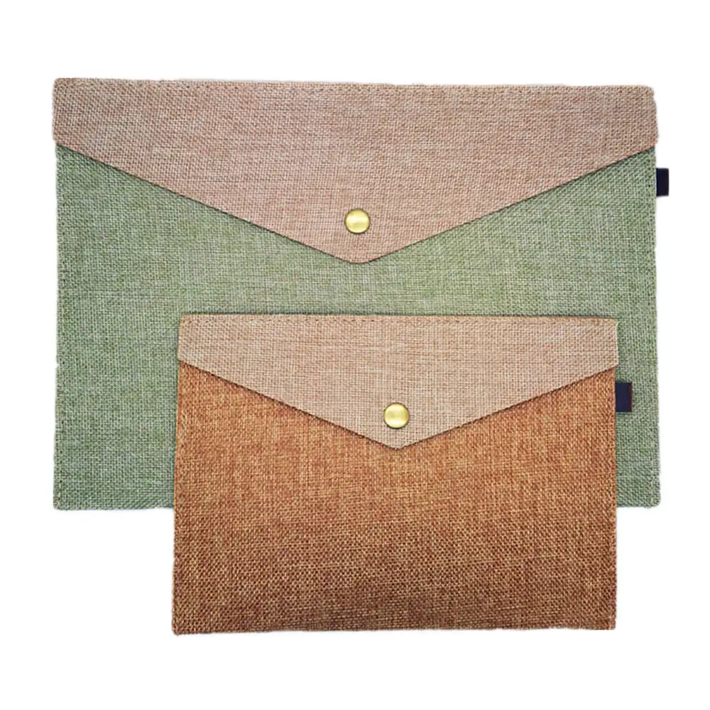 Pure Square Style Jute File Folder For Document Notebook Storage Bag Portfolio Smart Hanging File Folders