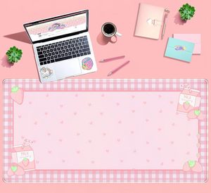 Alfombrillas de Escritorio Lindas con Diseño de Fresa y Leche, Alfombrilla de Ratón Kawaii Extragrande, Alfombrilla de <span class=keywords><strong>Teclado</strong></span> Grande Kawaii - Product Image 4