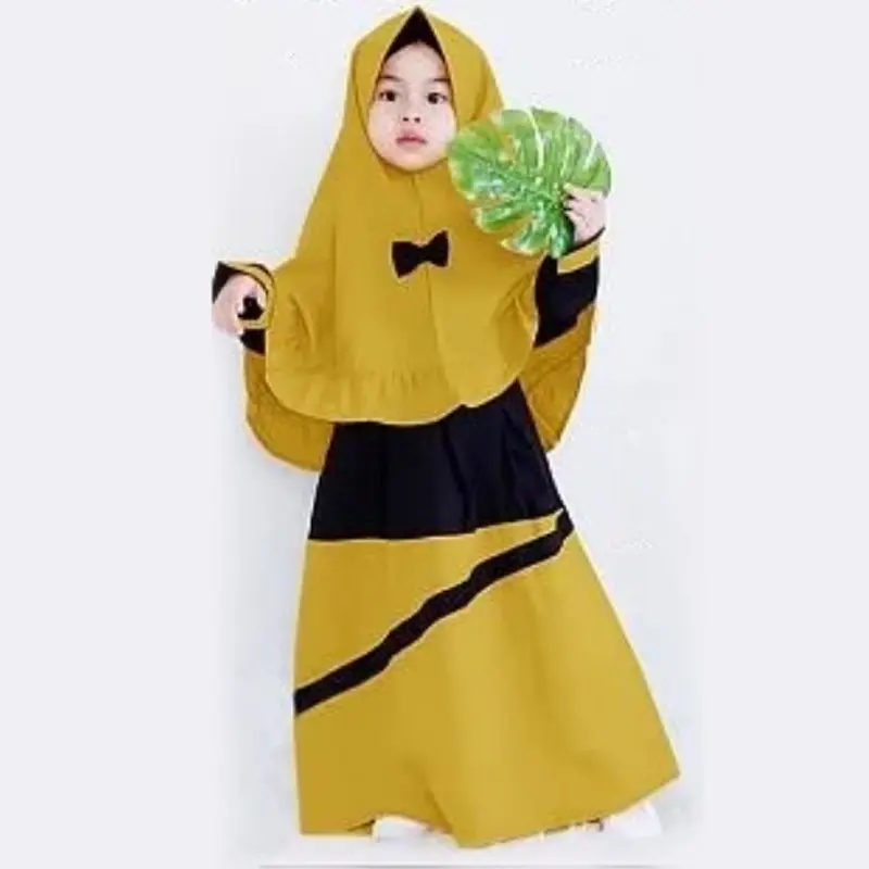 2 Stuks Set Moslim Meisjes Prinses Jurk Kids Abaya Hijab Khimar Niqab Boerka Jilbab Islamic Kinderen Gebed Ramadan Jurk Kaftan